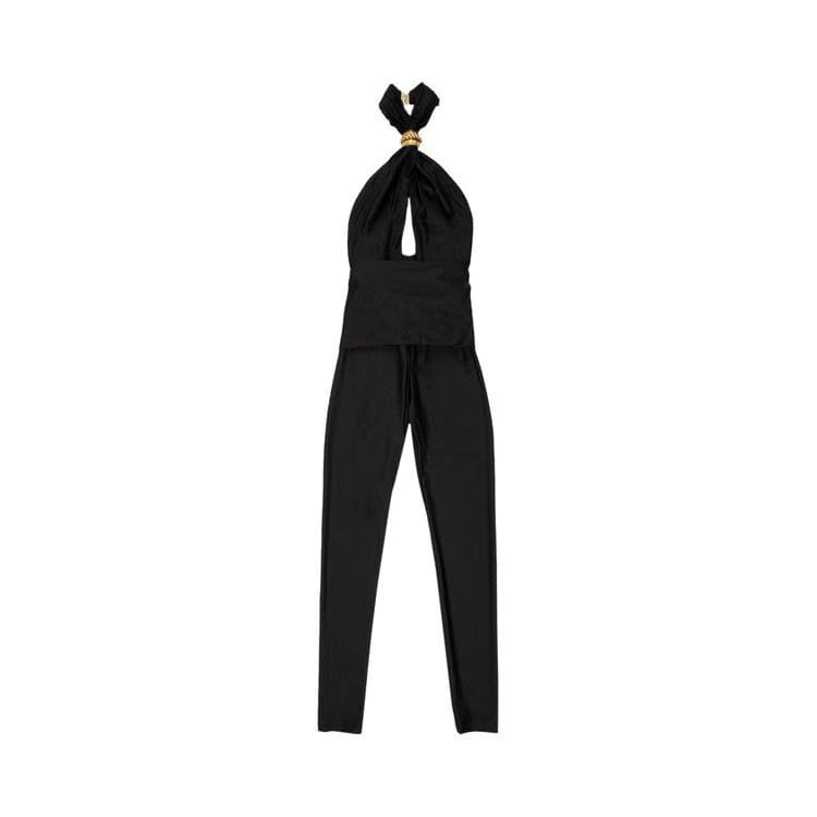 Saint Laurent Jeweled Halter Jumpsuit Black
