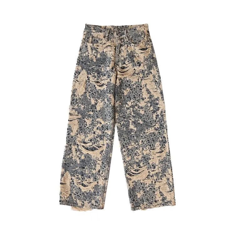 Acne Studios 1981 Fit Denim Distressed Monogram Jeans Mid Blue