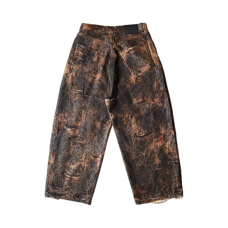 Acne Studios 2023 Distressed Monogram Super Baggy Fit Jeans Brown