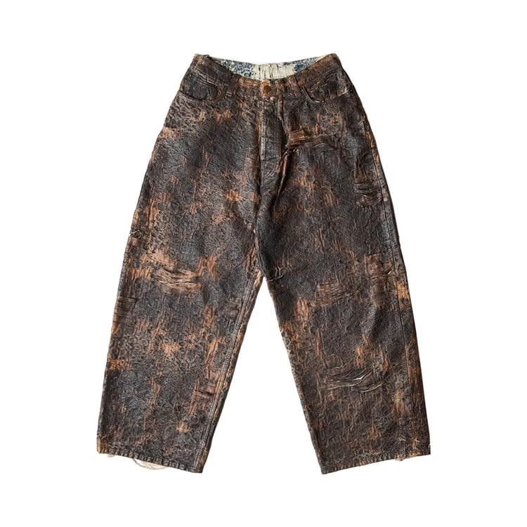 Acne Studios 2023 Distressed Monogram Super Baggy Fit Jeans Brown