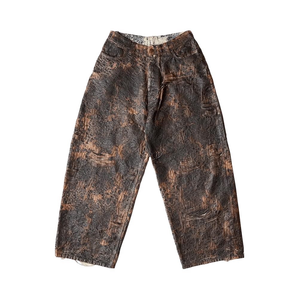 Acne Studios 2023 Distressed Monogram Super Baggy Fit Jeans Brown