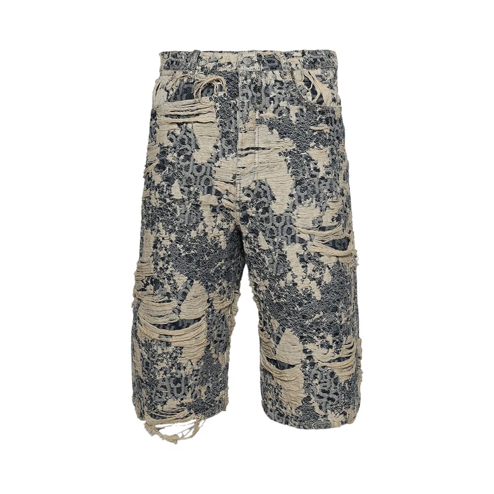 Acne Studios Denim Distressed Monogram Shorts Blue