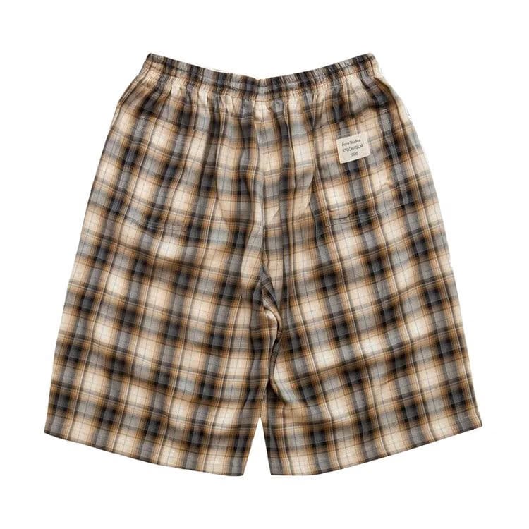 Acne Studios Plaid Skater Shorts Beige