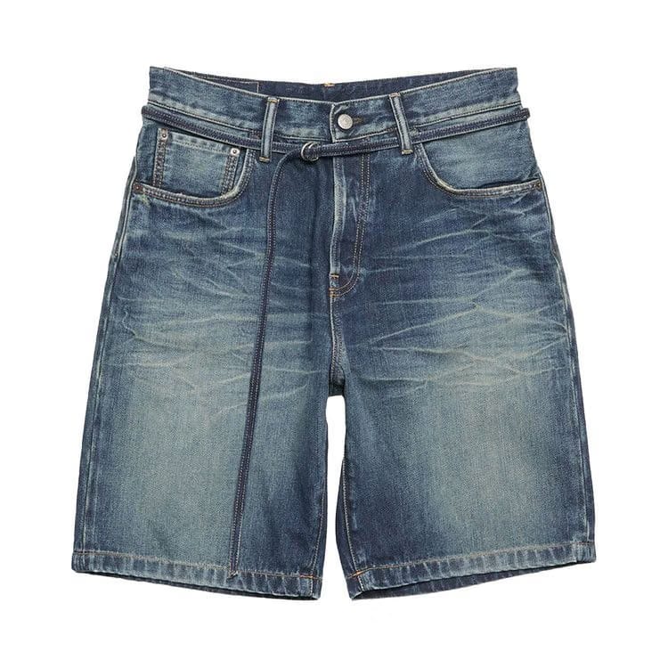 Acne Studios Loose Fit Denim Shorts Mid Blue
