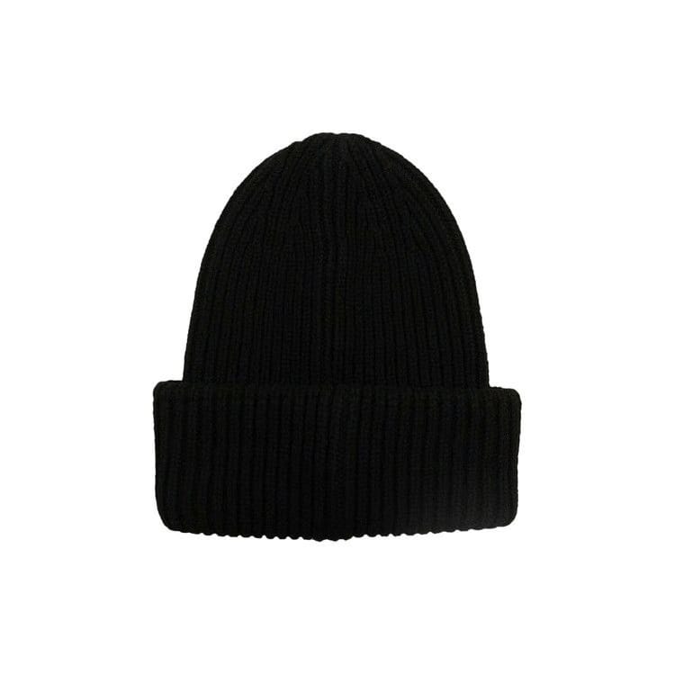 Moncler Wool Logo Patch Beanie Hat Black