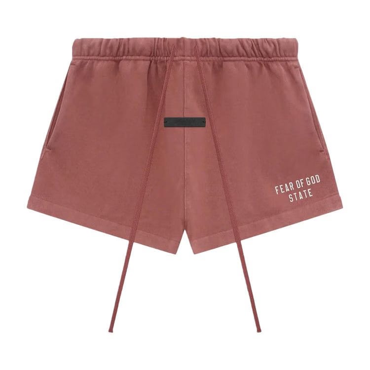 Fear of God Essentials Heavy Jersey Soccer Shorts Crimson
