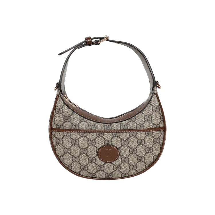 Gucci Half Moon Shaped Mini Bag With Interlocking G Beige/Ebony Supreme