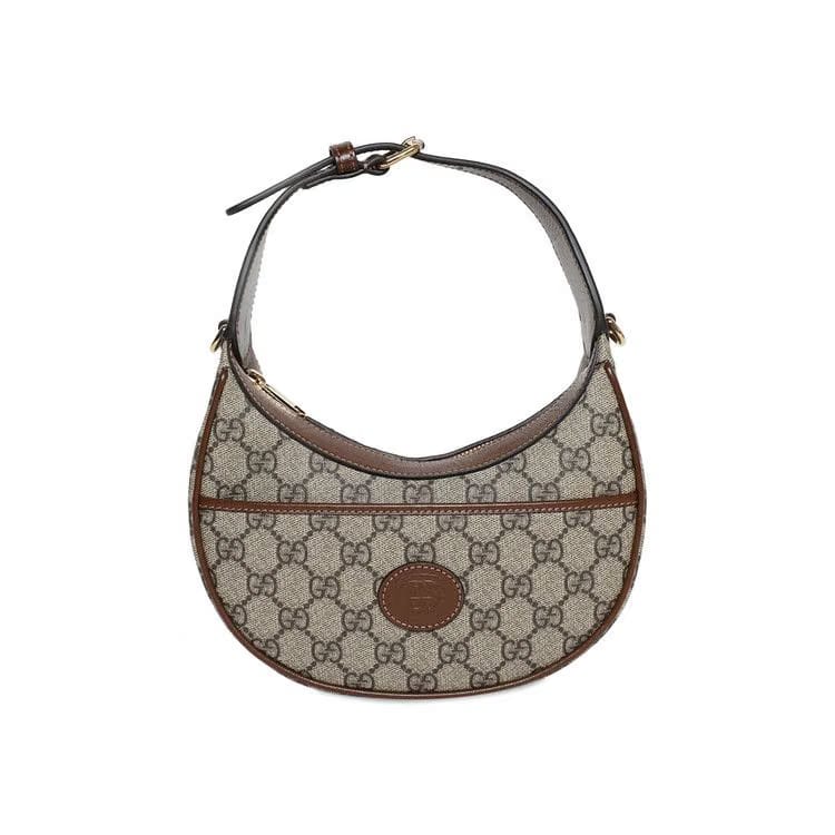 Gucci Half Moon Shaped Mini Bag With Interlocking G Beige/Ebony Supreme