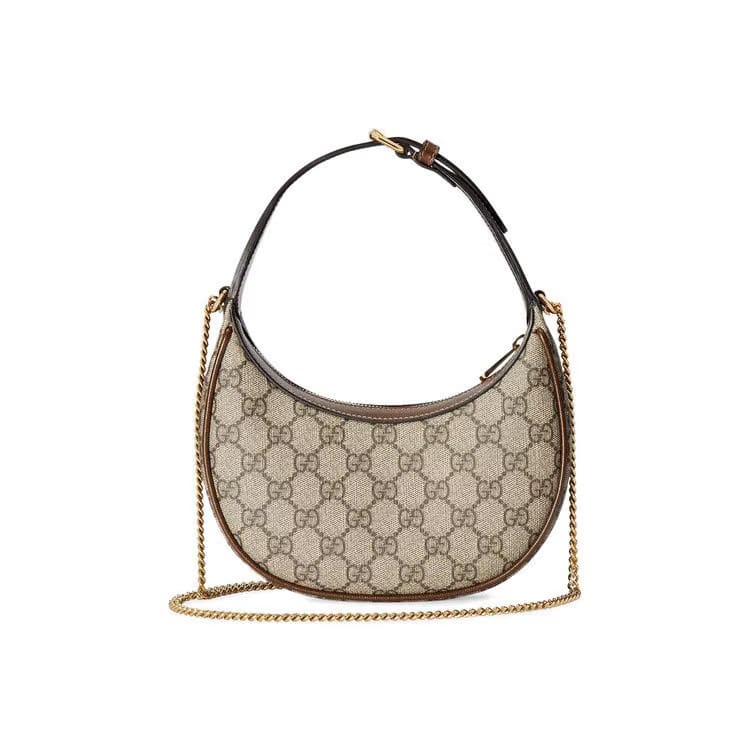 Gucci Half Moon Shaped Mini Bag With Interlocking G Beige/Ebony Supreme