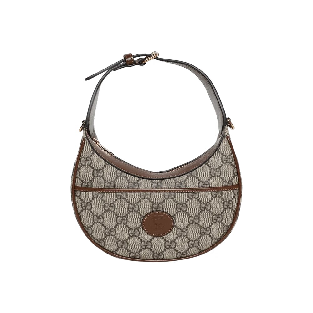 Gucci Half Moon Shaped Mini Bag With Interlocking G Beige/Ebony Supreme