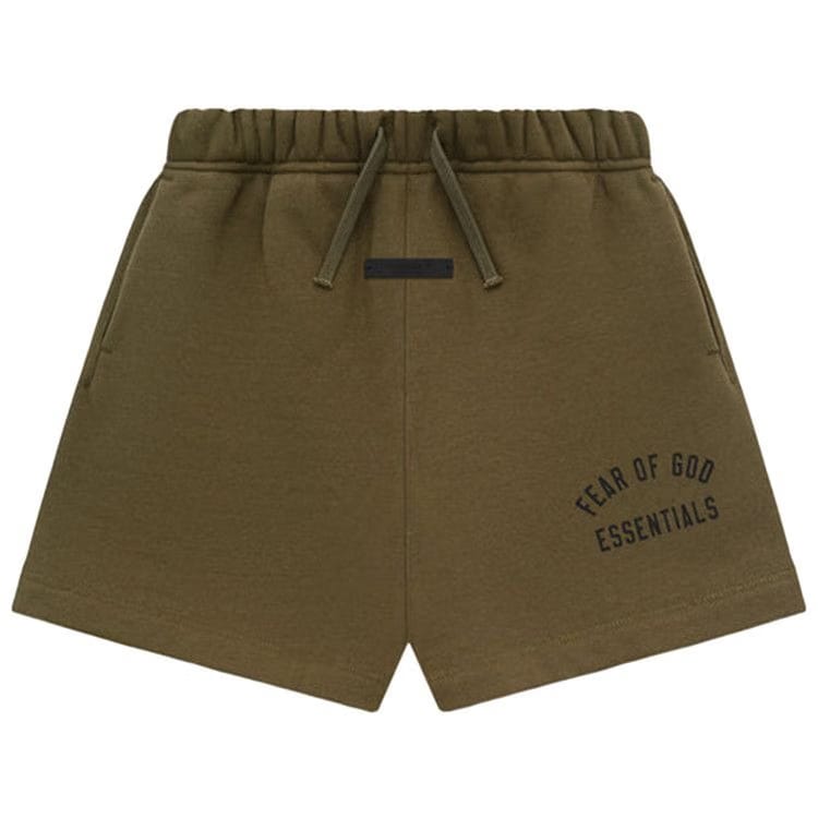 Fear of God Essentials Kids Fleece Soccer Shorts Olive