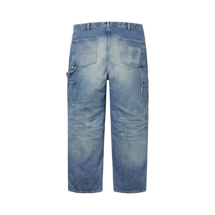 Supreme Worn Double Knee Denim Painter Jean Washed Indigo
