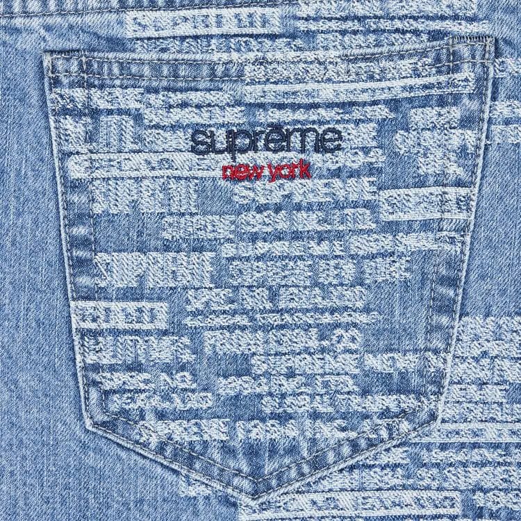 Supreme Trademark Jacquard Baggy Jean Washed Blue