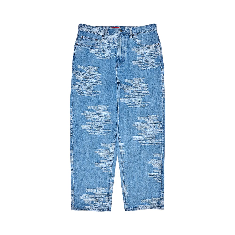 Supreme Trademark Jacquard Baggy Jean Washed Blue