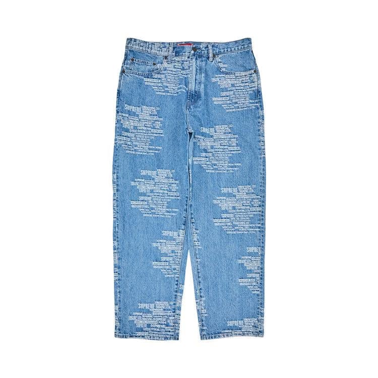 Supreme Trademark Jacquard Baggy Jean Washed Blue
