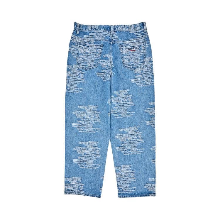 Supreme Trademark Jacquard Baggy Jean Washed Blue