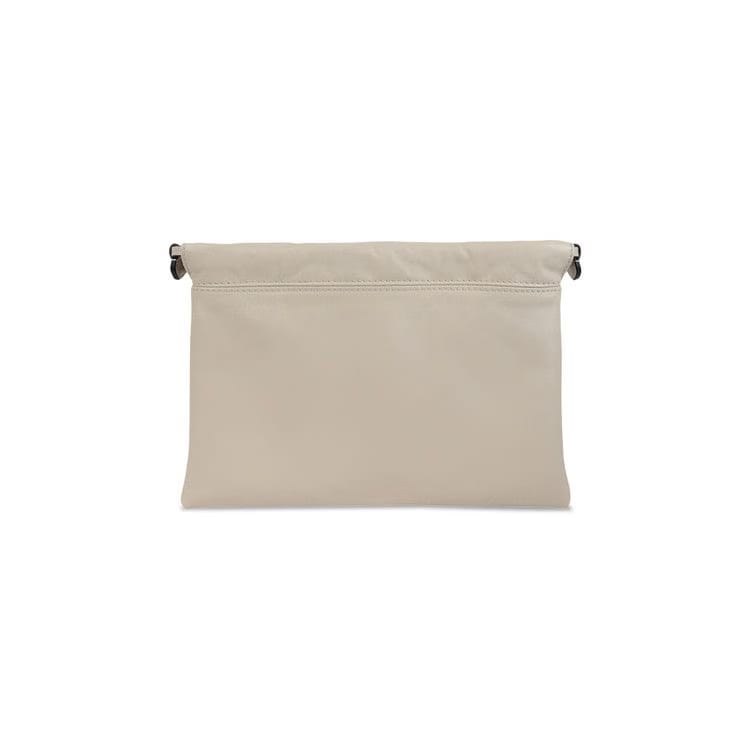 Moschino Logo Belt Drawstring Crossbody Bag Ivory