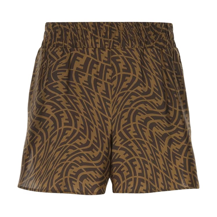 Fendi Silk FF Vertigo Bermuda Shorts Tobacco