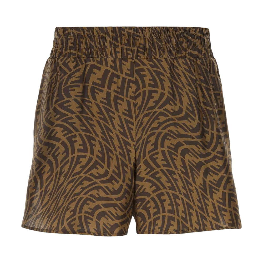 Fendi Silk FF Vertigo Bermuda Shorts Tobacco