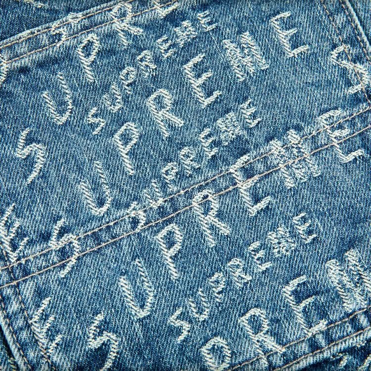 Supreme Warp Jacquard Logos Denim Painter Shorts Blue
