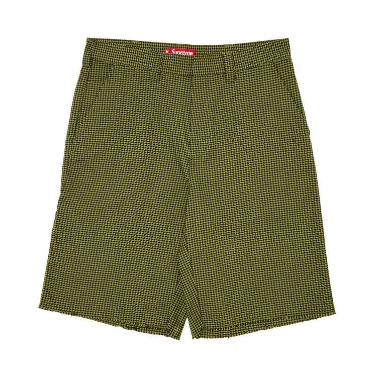 Supreme Work Shorts Olive Houndstooth