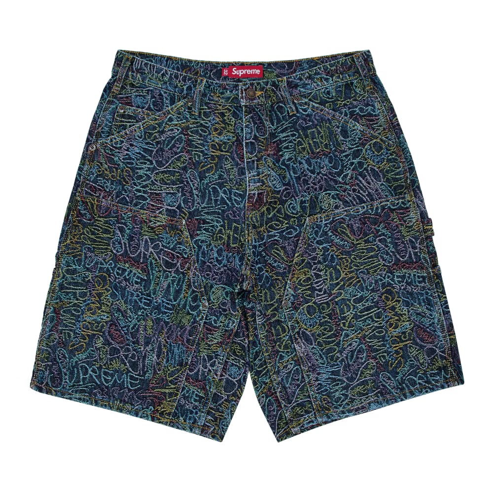 Supreme Handwriting Double Knee Denim Shorts Indigo