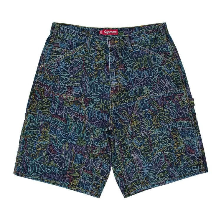 Supreme Handwriting Double Knee Denim Shorts Indigo