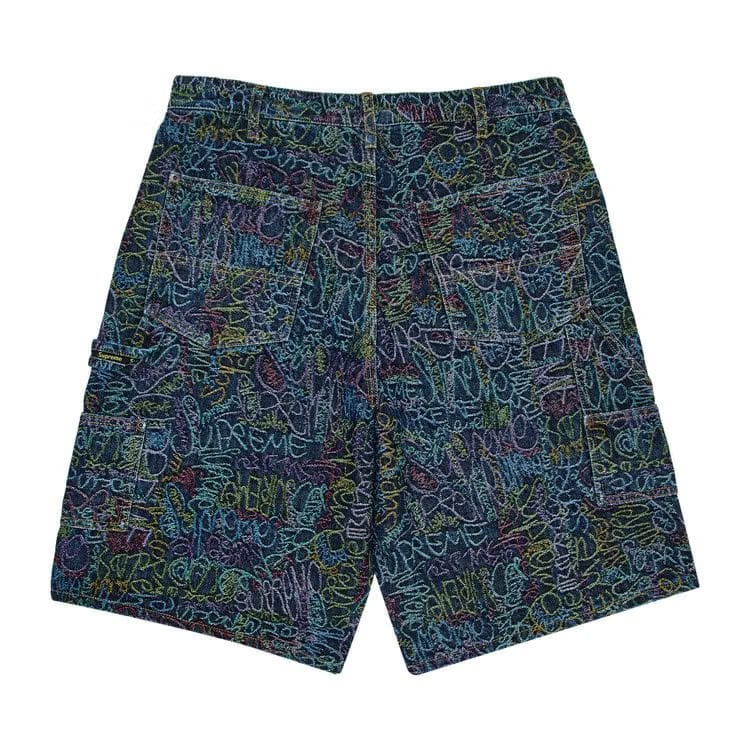 Supreme Handwriting Double Knee Denim Shorts Indigo