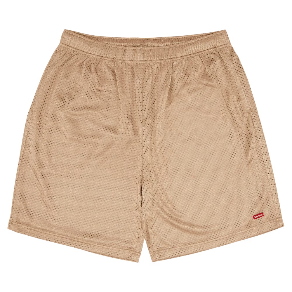 Supreme Small Box Baggy Mesh Shorts Tan