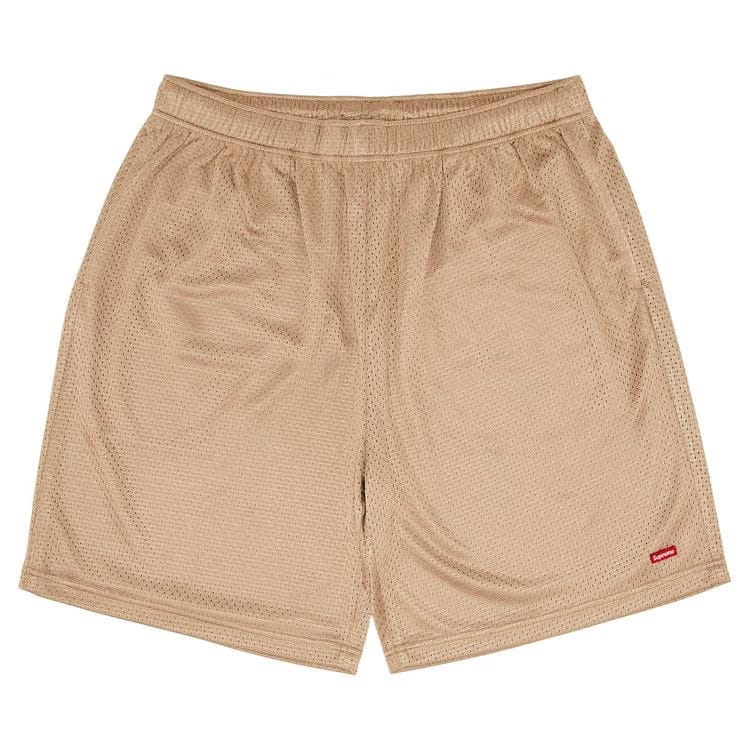 Supreme Small Box Baggy Mesh Shorts Tan