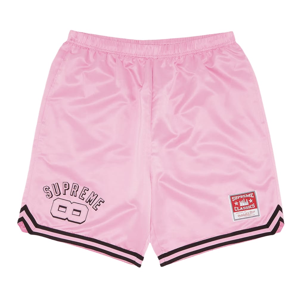 Supreme x Mitchell & Ness Satin Basketball Shorts Pink