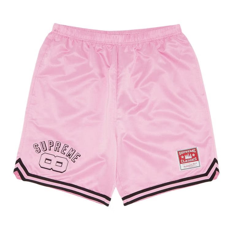 Supreme x Mitchell & Ness Satin Basketball Shorts Pink