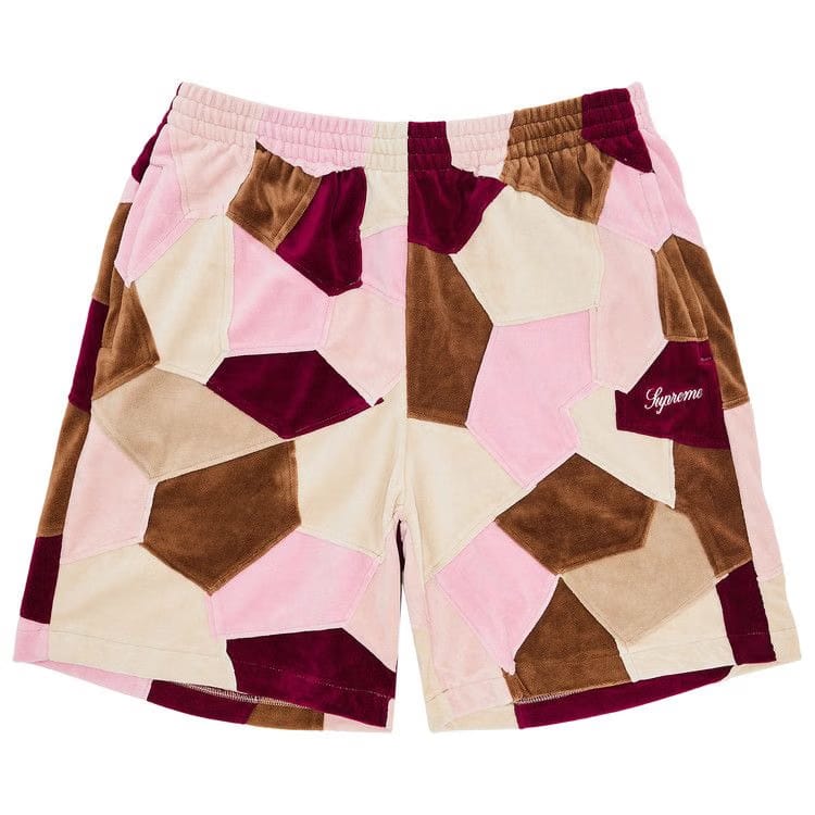 Supreme Patchwork Velour Shorts Tan