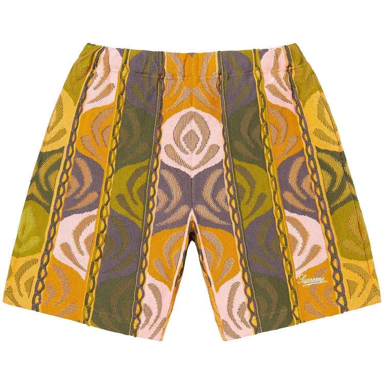 Supreme Abstract Textured Knit Shorts Dark Olive