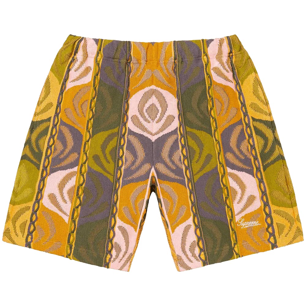 Supreme Abstract Textured Knit Shorts Dark Olive