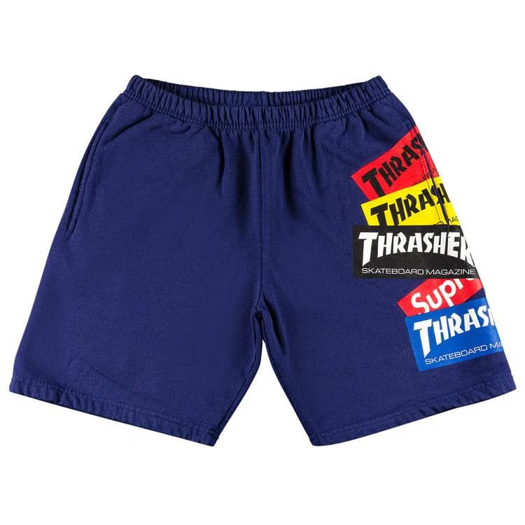 Supreme x Thrasher Multi Logo Sweatshort Washed Navy