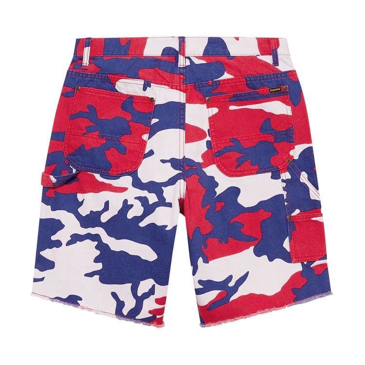 Supreme Cutoff Double Knee Denim Painter Shorts Red Camo