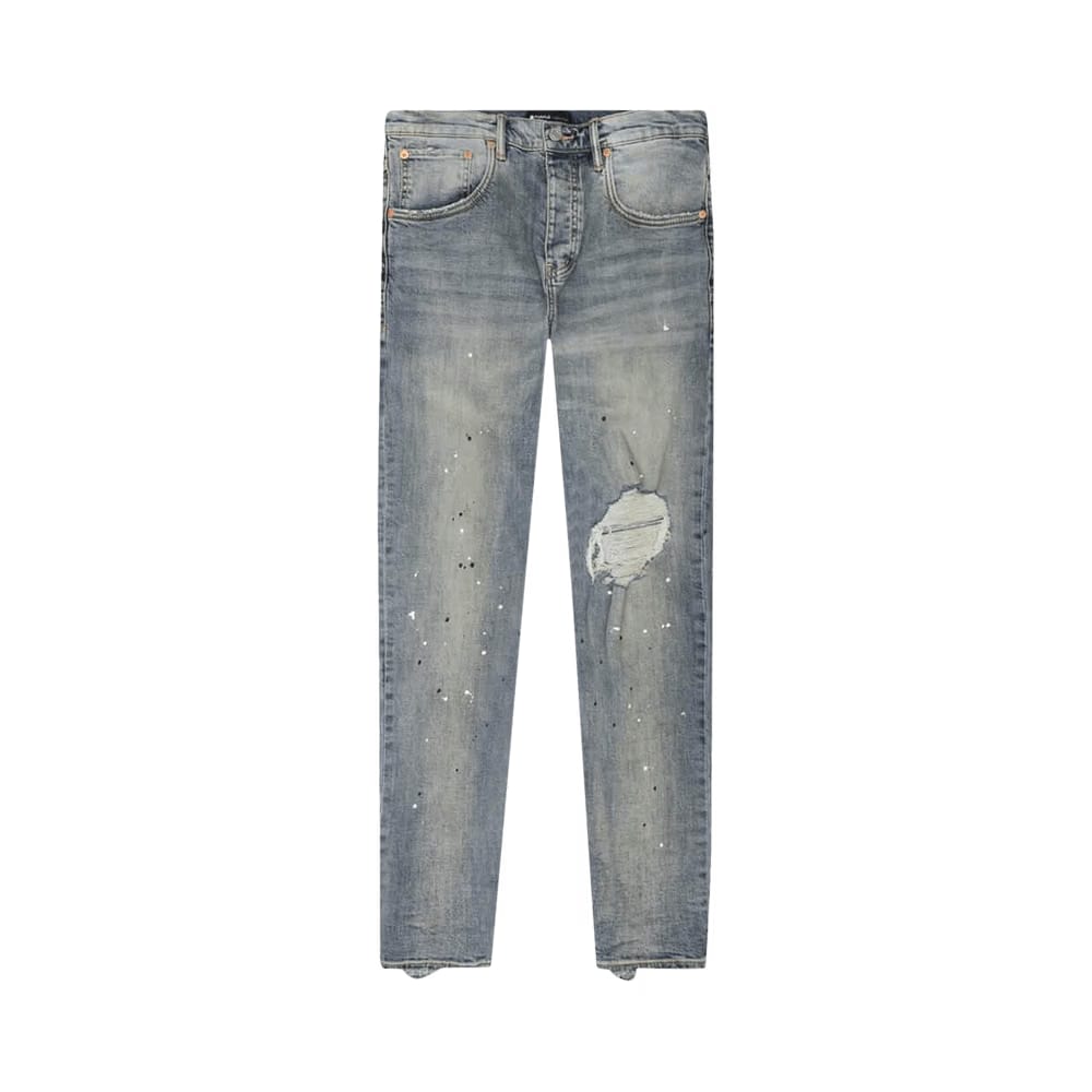 PURPLE BRAND Mid Rise Destroy Paint Jeans Blue