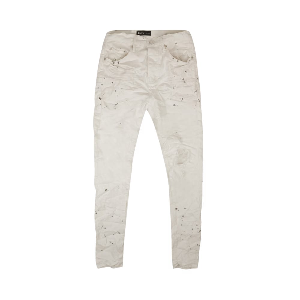 PURPLE BRAND Paint Blowout Denim Pants White