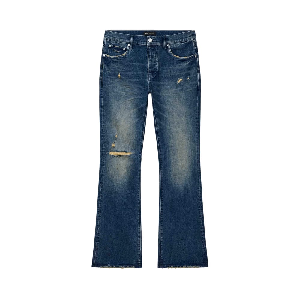 PURPLE BRAND Alloy Distressed Flare Jeans Mid Indigo