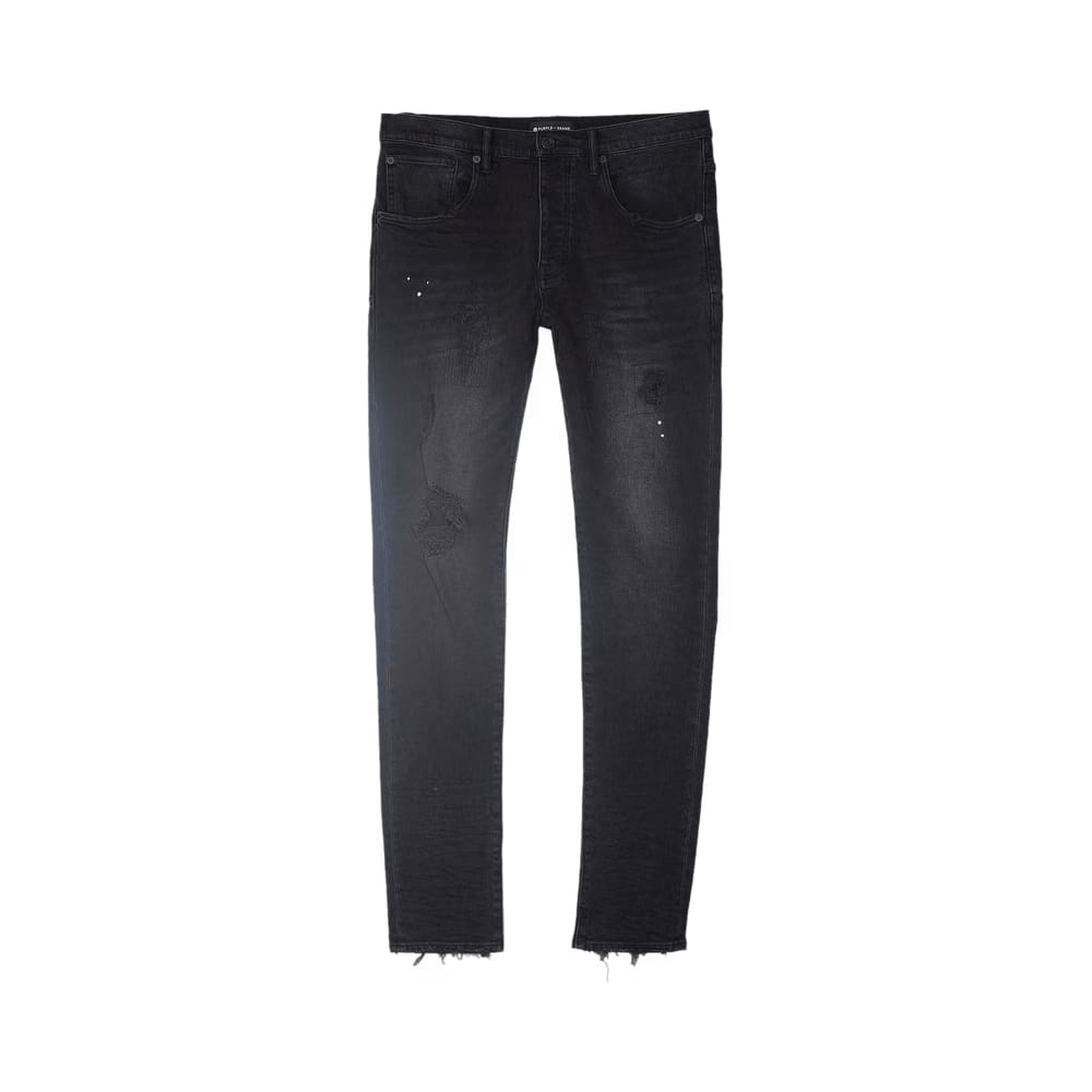 PURPLE BRAND Resin Repair Mid Rise Slim Jean Black