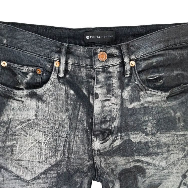 PURPLE BRAND Washed Iridescent Pearl Skinny Jeans Black