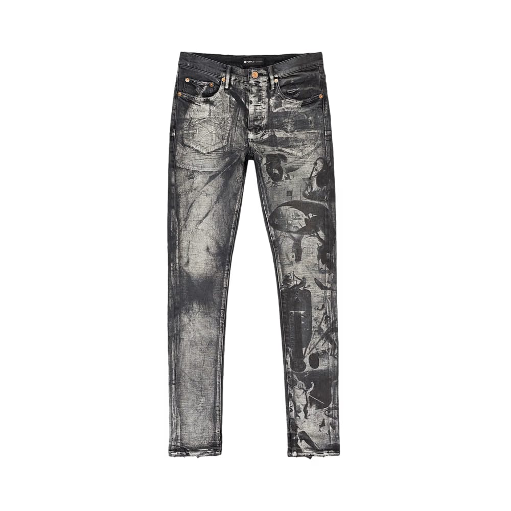 PURPLE BRAND Washed Iridescent Pearl Skinny Jeans Black