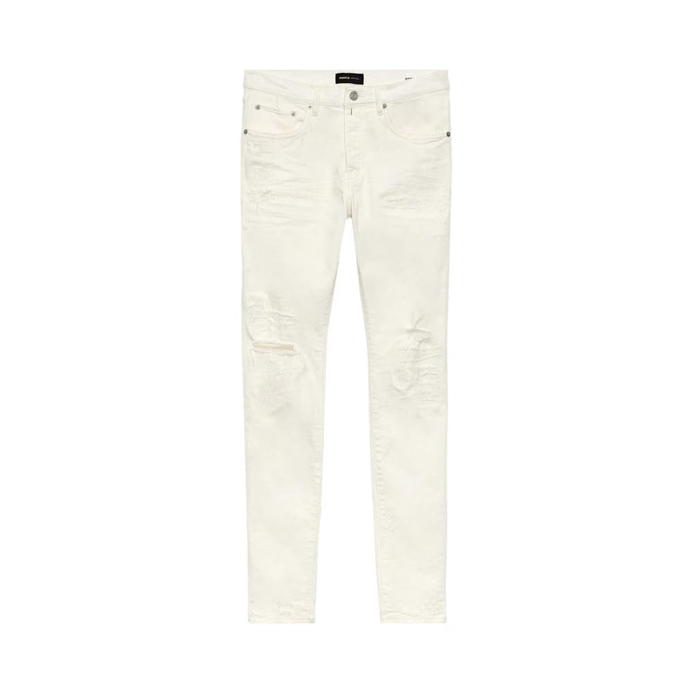 PURPLE BRAND Low Rise Slim Jeans White Light Destroy