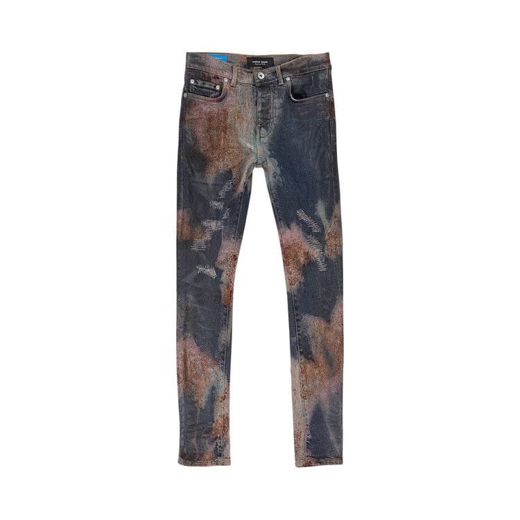 PURPLE BRAND Multicolor Spray Over Bleached Skinny Jeans Indigo
