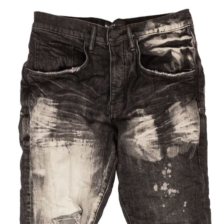 PURPLE BRAND Big Bleach Blowout Skinny Jeans Black
