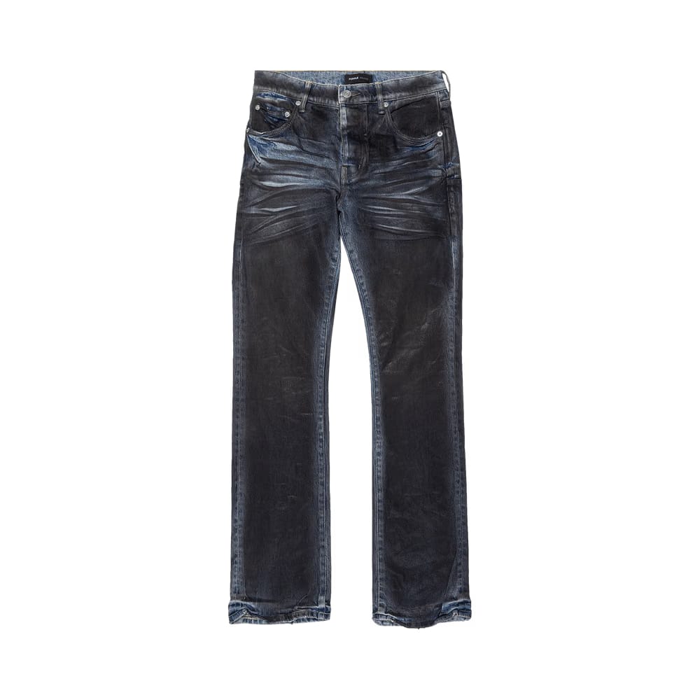 PURPLE BRAND Dirty Coated Flare Jeans Black