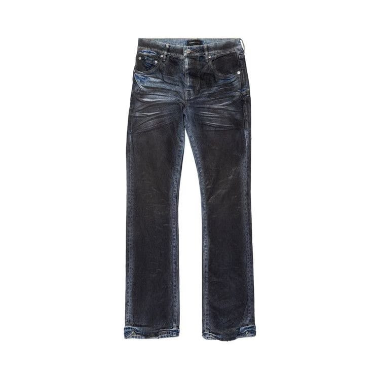 PURPLE BRAND Dirty Coated Flare Jeans Black