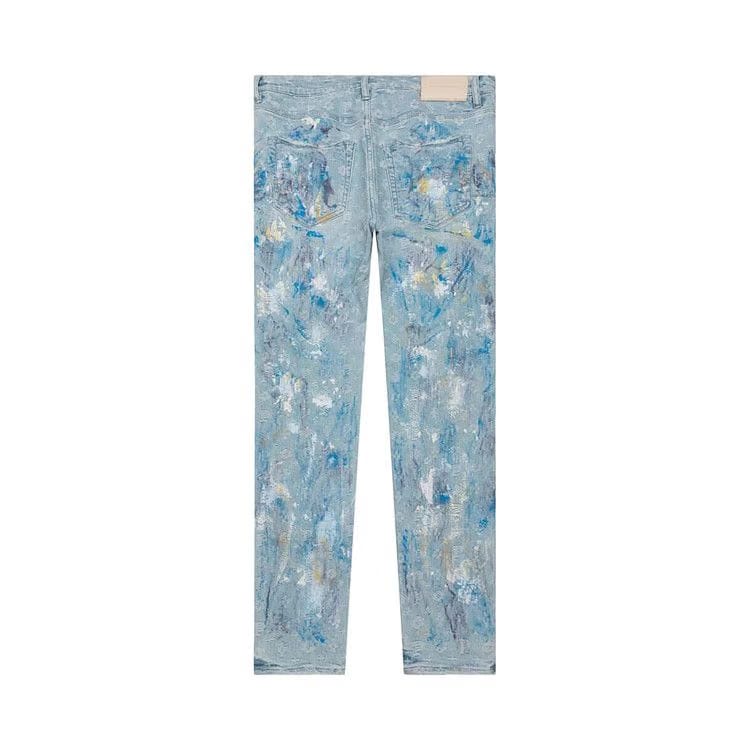 PURPLE BRAND Paint Over Jacquard Skinny Jeans Light Bleach