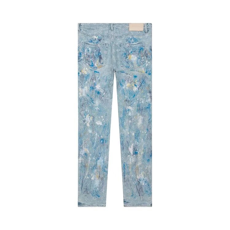 PURPLE BRAND Paint Over Jacquard Skinny Jeans Light Bleach